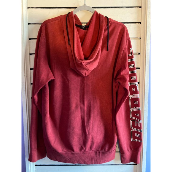 Marvel Deadpool unisex full zip hoodie sweatshirt size medium red DEADPOOL sleev - Picture 8 of 13
